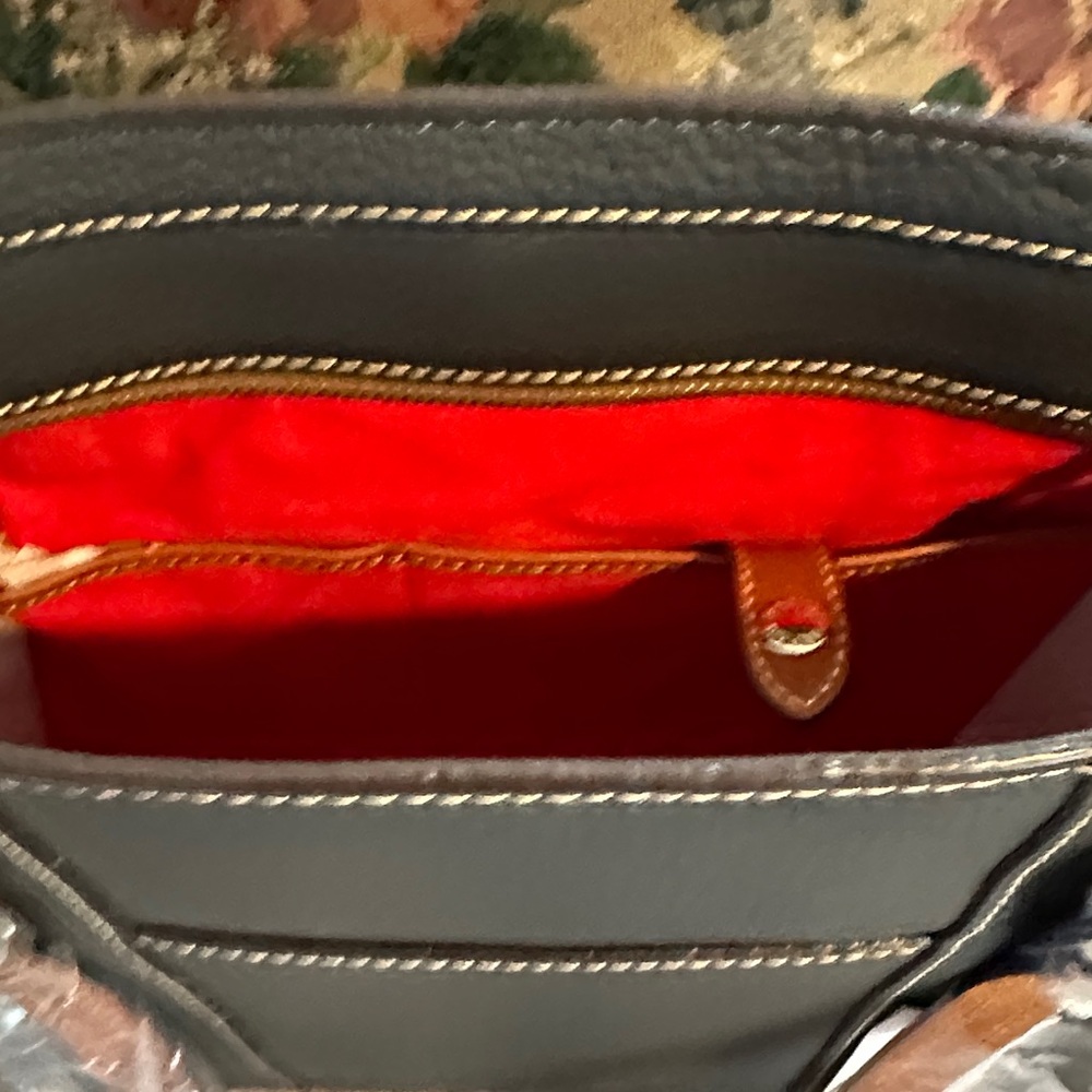 Dooney & Bourke small Lexington Shopper Dark GreyTote with Brown Trim - Picture 5 of 5